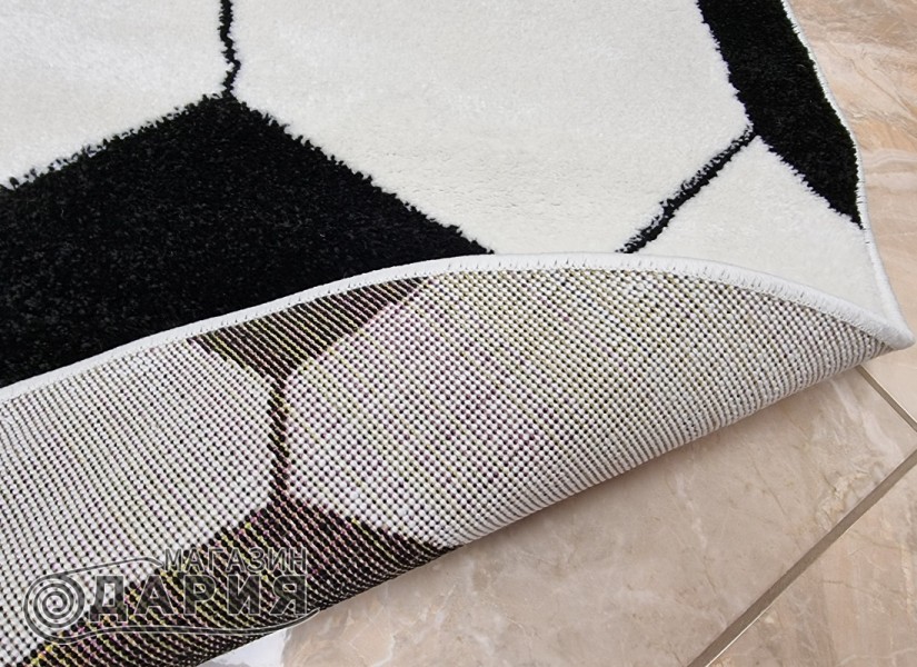 Тъкан килим MAGNOLIA 141 white/black КРЪГ